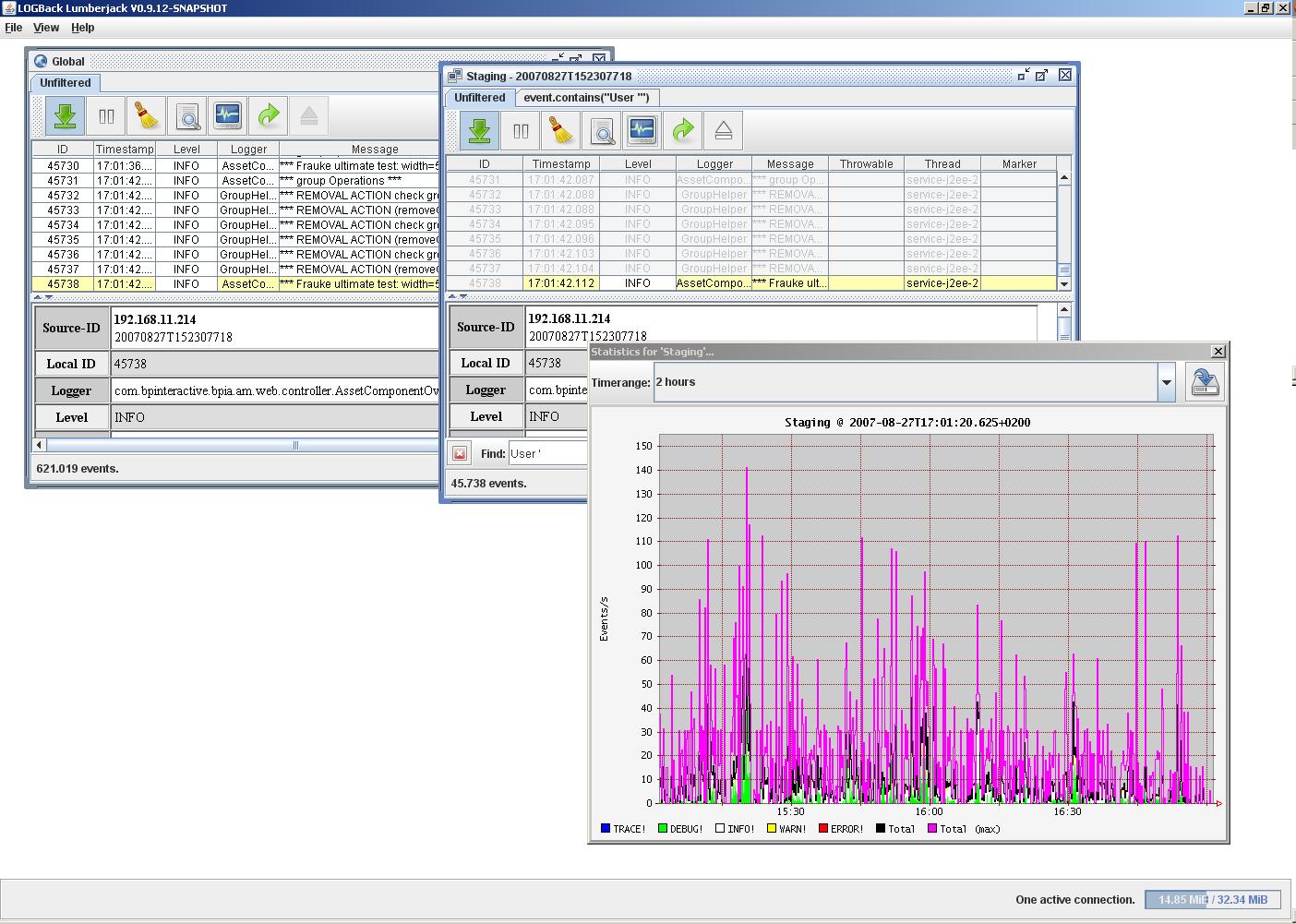 LOGBack Lumberjack - Current screen